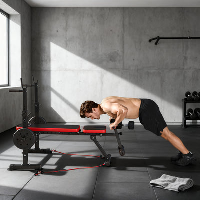 SPORTNOW Adjustable Weight Bench with Squat Rack and Dip Stand 