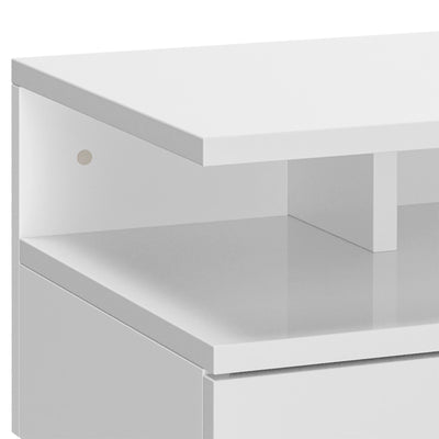 HOMCOM Set of Two Floating High Gloss Bedside Tables - White 