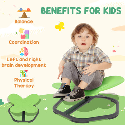 AIYAPLAY Butterfly-Shaped Kids Swivel Chair, Sensory Spinning Chair for Balance and Coordination Training, Green 