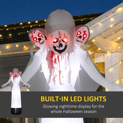 Outsunny 8.9ft Inflatable Three Headed Ghost Halloween Inflatable 