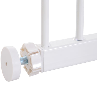 PawHut Dog Gate Pet Safety Gate Stair Barrier Pressure Fit Adjustable 76-82/86-97/101-107 cm, White 