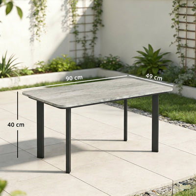 Outsunny Outdoor Garden Coffee Table, Garden Table with Slatted Wood Plastic Composite Top and Metal Frame, Grey 
