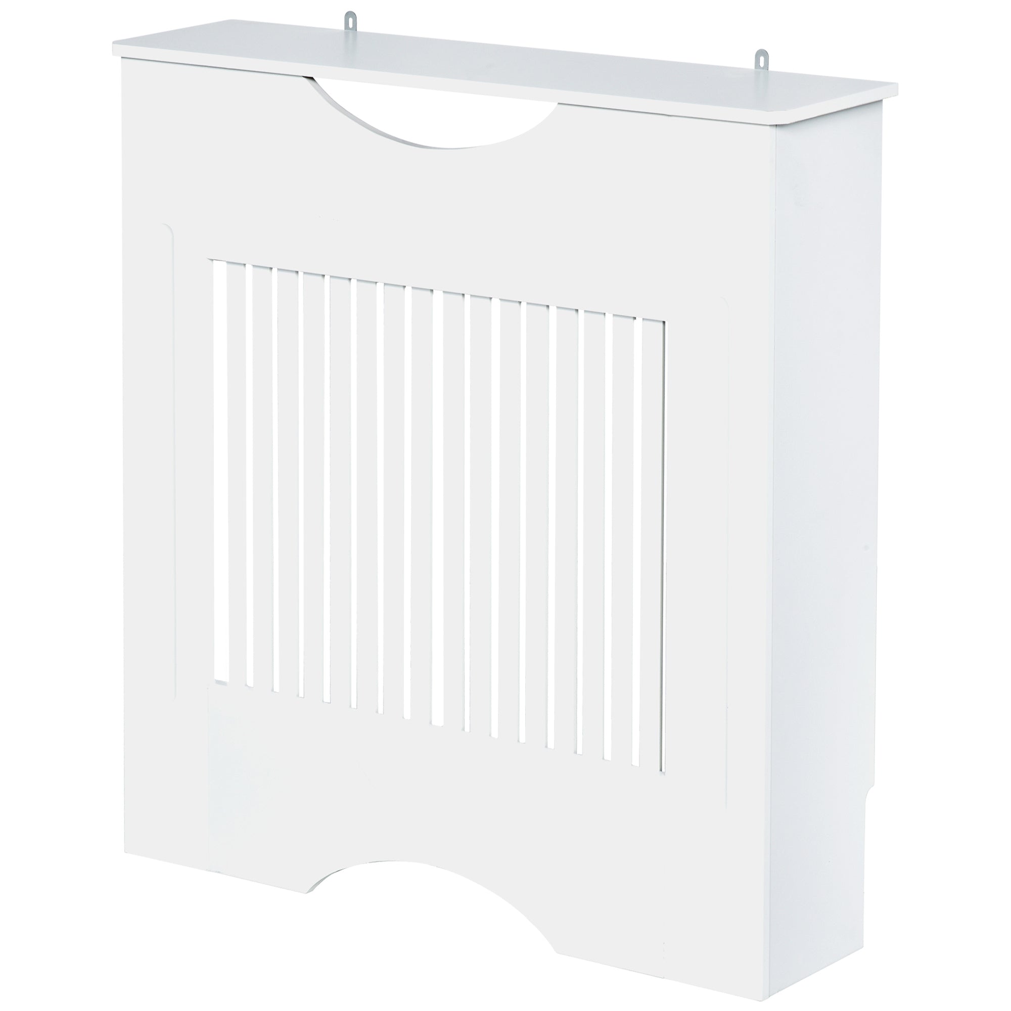 HOMCOM Painted MDF Radiator Cover Heater Cabinet Modern Slatted Home Furniture Living Room Bedroom Worktop White 82H x 78W x 19D 