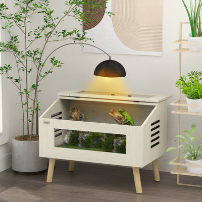 PawHut 111L Vivarium for Snakes, Lizards, Horned Frogs, Chameleons, Hamsters, Gerbils with Tempered Glass Windows 