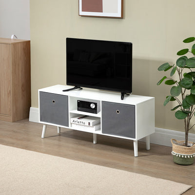 HOMCOM TV Cabinet Stand Unit for TVs up to 50'' with Foldable Drawers, Entertainment Centre for Living Room White 