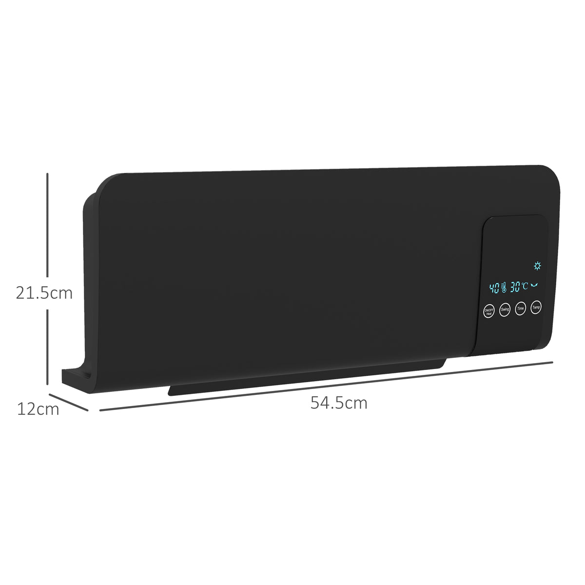 HOMCOM 2kW Wall-Mounted Heater, 18-45°C Temperature - Black