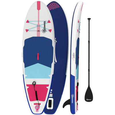 Outsunny Inflatable Stand Up Paddle Board, 305x89x15cm Extra-Wide SUP with Non-Slip EVA Deck, Adj Aluminum Paddle 