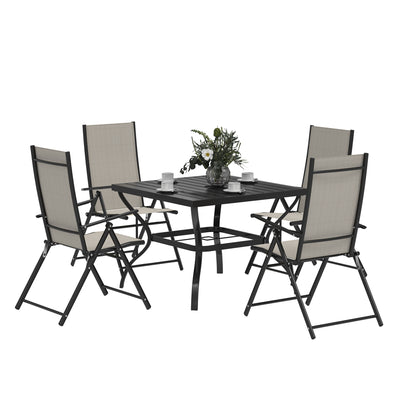 Outsunny Five-Piece Steel Frame Patio Set - Khaki/Black 