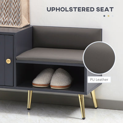 HOMCOM Shoe Storage Unit, with Padded Seat - Grey 