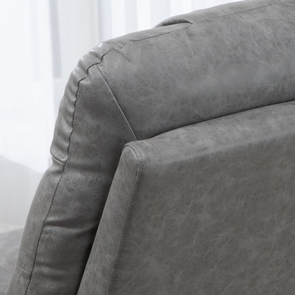 HOMCOM Thick Padded Faux Leather Recliner Armchair - Light Grey 