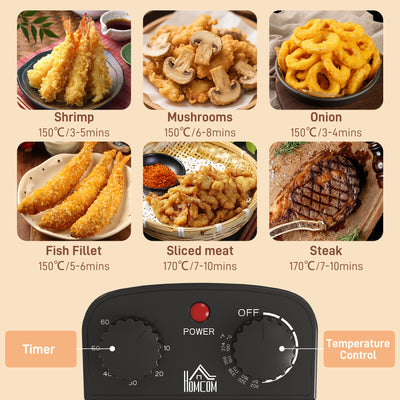 HOMCOM 5 Litre Deep Fat Fryer with Adjustable Temperature & Timer, 2000W Stainless Steel Deep Fryer with Removable Oil Basket and Viewing Window, for Chips Fried Chicken 