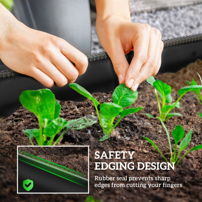 Outsunny Galvanised Raised Garden Bed, Metal Planter Box with Safety Edging, for Flowers, Herbs, Succulents, Black 