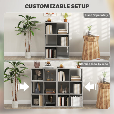 HOMCOM 6-Cube Bookshelf - Light Grey 