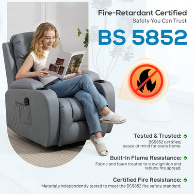 HOMCOM Massage Recliner Armchair, PU Leather Recliner Chair, Grey 