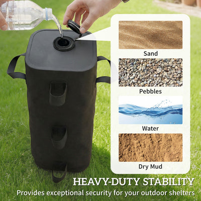 Outsunny Set of 4 Heavy Duty Gazebo Weights Bags, 500D Sand Weights with Carry Handles for Garden Marquee, Parasol, Black 