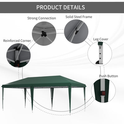 Outsunny 6 x 3 m Pop-Up Steel Frame Gazebo - Green 