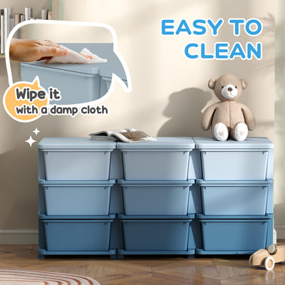 HOMCOM Kids Storage Unit, with Nine Drawers - Blue 