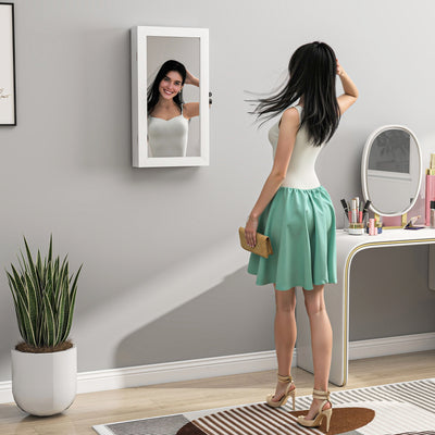 HOMCOM Jewelry Cabinet, Jewelry Storage Cabinet with Mirror, White 