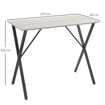 HOMCOM 120 cm Rectangular Bar Table for 4 People, Modern Kitchen Table with Wood Effect Tabletop, Steel Legs, for Living Room, Home Bar, White 