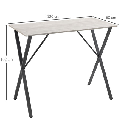 HOMCOM 120 cm Rectangular Bar Table for 4 People, Modern Kitchen Table with Wood Effect Tabletop, Steel Legs, for Living Room, Home Bar, White 