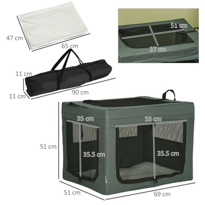 PawHut 69cm Pet Carrier, with Cushion, for Miniature and Small Dogs - Grey 