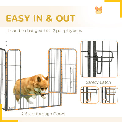 PawHut 16 Panels Heavy Duty Puppy Playpen, for Small and Medium Dogs, Indoor and Outdoor Use - Grey 