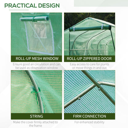 Outsunny Polytunnel Greenhouse with Windows and Door, Walk in Greenhouse for Garden, Backyard (3 x 2 M) 