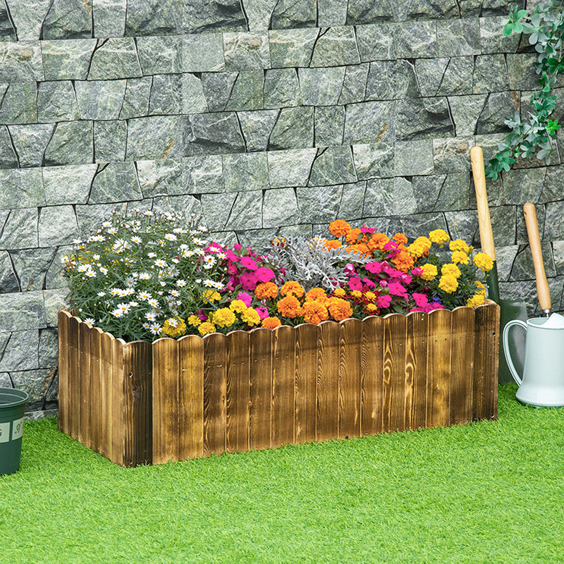 Outsunny 109L Raised Garden Bed, Wooden Rectangle Planter Box, Outdoor Herb Vegetable Flower Pot (100L x 40W x 30H cm) 