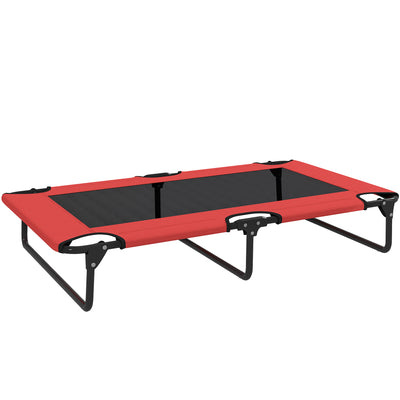 PawHut Portable Raised Dog Bed, Elevated Pet Cot with Breathable Mesh for Indoor Outdoor, for Large Dogs, Red 