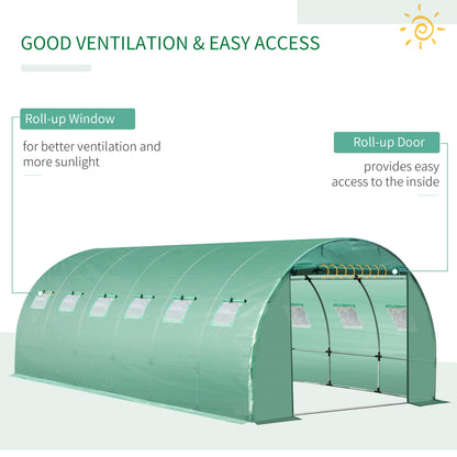 Outsunny 6 x 3 x 2m Greenhouse Replacement Cover ONLY Winter Garden Plant PE Cover for Tunnel Walk-in Greenhouse with Roll-up Windows Door Outdoor, Green 
