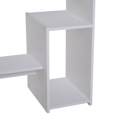 HOMCOM Compact Small Computer Table Wooden Desk Keyboard Tray Storage Shelf Modern Corner Table Home Office White 