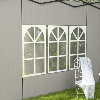 Outsunny Gazebo Side Panels, Sides Replacement with Window for 3x3(m) or 3x6m Gazebo Canopy, 2 Pack, White 