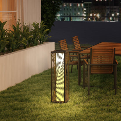 Outsunny Garden Rattan Lamp, 77 cm Tall Solar Rattan Floor Lamp, Solar Garden Light with Auto On/Off LED Lights, IP44 Waterproof for Outdoor, Porch, Pathway, Deck, Grey 
