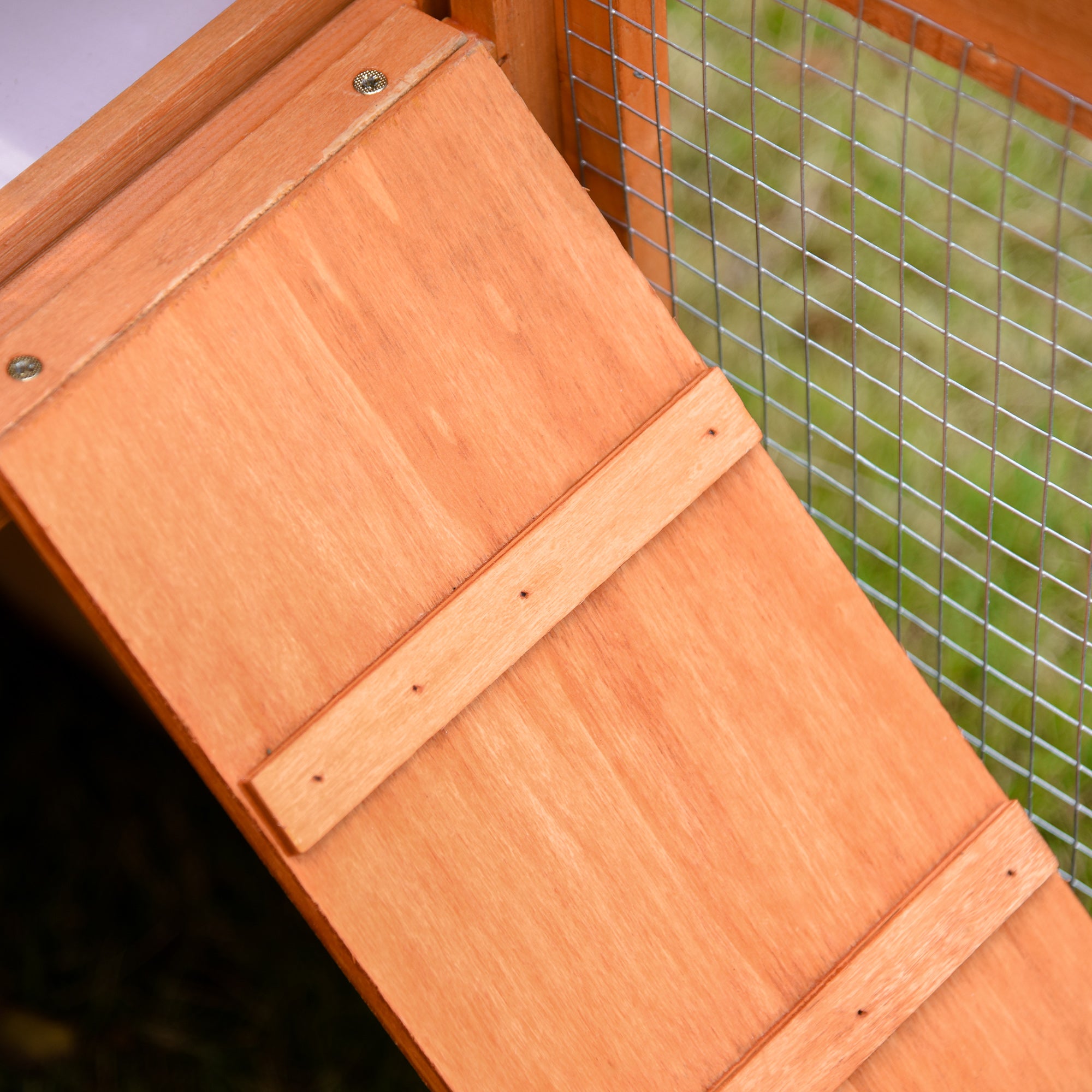 PawHut Large Rabbit Hutch Outdoor, Guinea Pig Hutch, Wooden Small Animal House, with Rabbit Run, 215 x 63 x 97 cm 