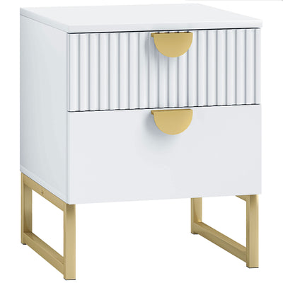 HOMCOM Elegant Two-Drawer Bedside Table - White 