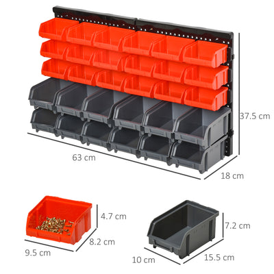 DURHAND 30 Cubbie On-Wall Storage Board Tool Screw Organiser Garage Workshop DIY Container w/ Screw Kit Tool Equipment Tidy 