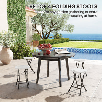 Outsunny Set of Four Folding Carry Stools - White 