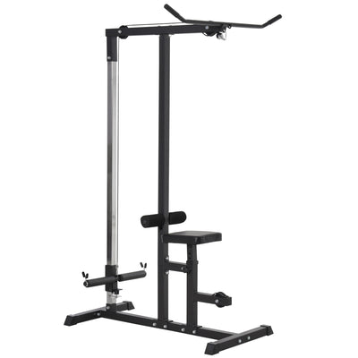 HOMCOM Exercise Pulley Machine Power Tower with Adjustable Seat Cable Positions 