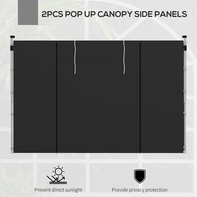 Outsunny Gazebo Side Panels, 2 Pack Sides Replacement, for 3x3(m) or 3x6m Pop Up Gazebo, with Windows and Doors, Black 