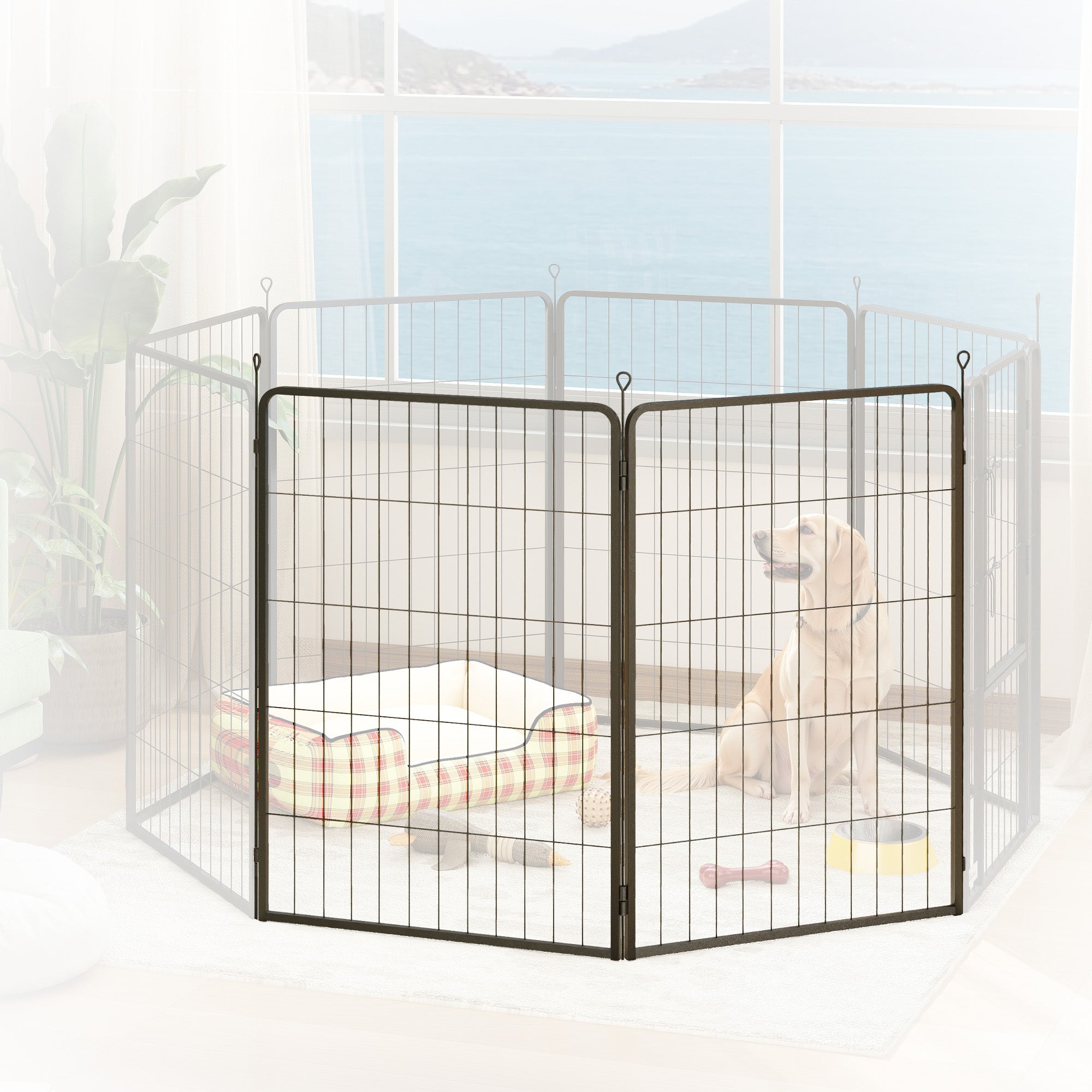 PawHut 2 Piece Dog Pen Expansion Pack for 100cm High Animal Pen with 3 Connecting Stakes 