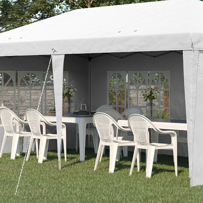 Outsunny 3 x 6m Pop Up Gazebo, Height Adjustable Marquee Party Tent with Sidewalls and Storage Bag, White 