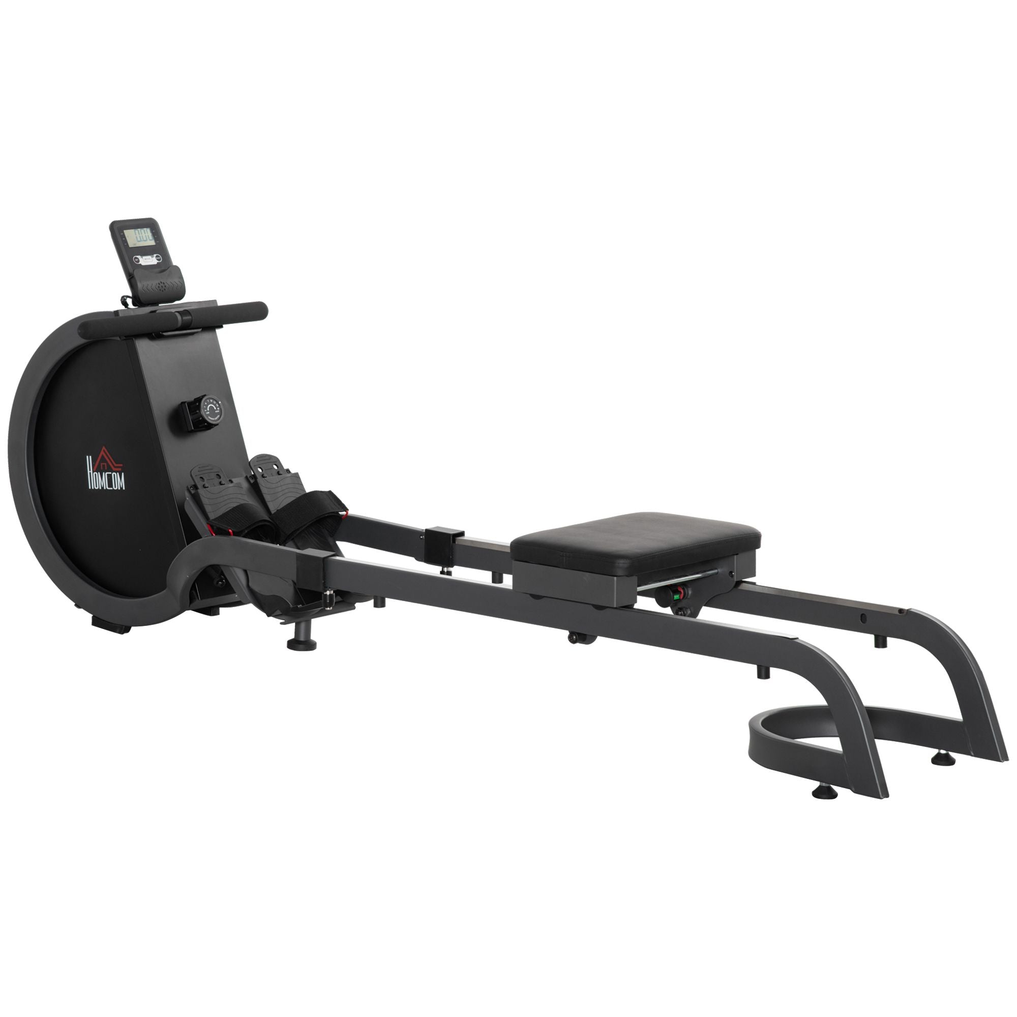 HOMCOM Folding Rowing Machine with 16-Level Adjustable Magnetic Resistance, Aluminium Side Rail, Digital Monitor, Cardio Workout Rower, for Home, Gym, Office 