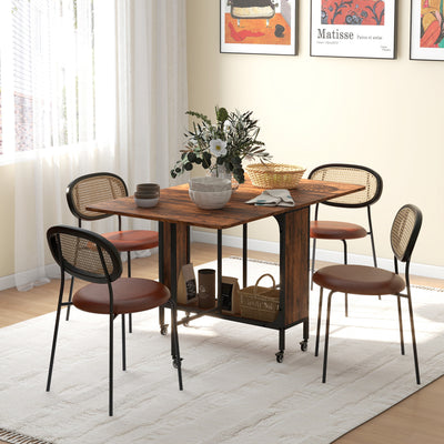 HOMCOM Six-Person Drop Leaf Dining Table - Rustic Brown/Black 