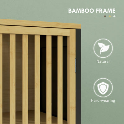 HOMCOM Bamboo-Blend Retro Cut-Out Under Sink Cabinet 