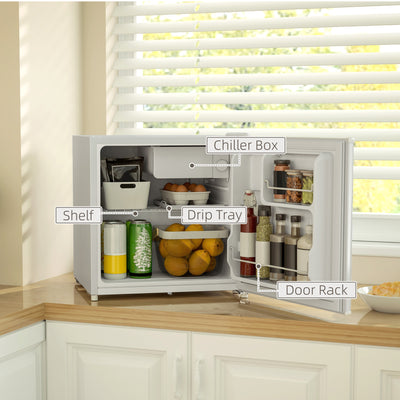 HOMCOM 46 Litre Lockable Countertop Fridge - Cream White 