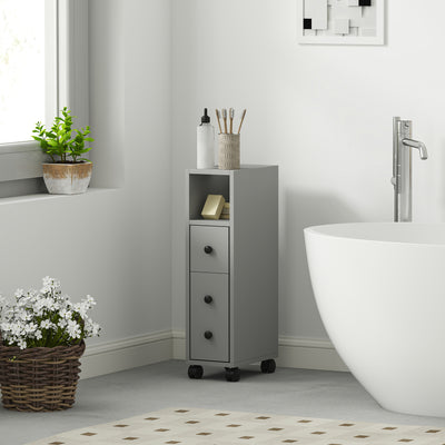 kleankin Slimline Bathroom Storage Cabinet - Grey 