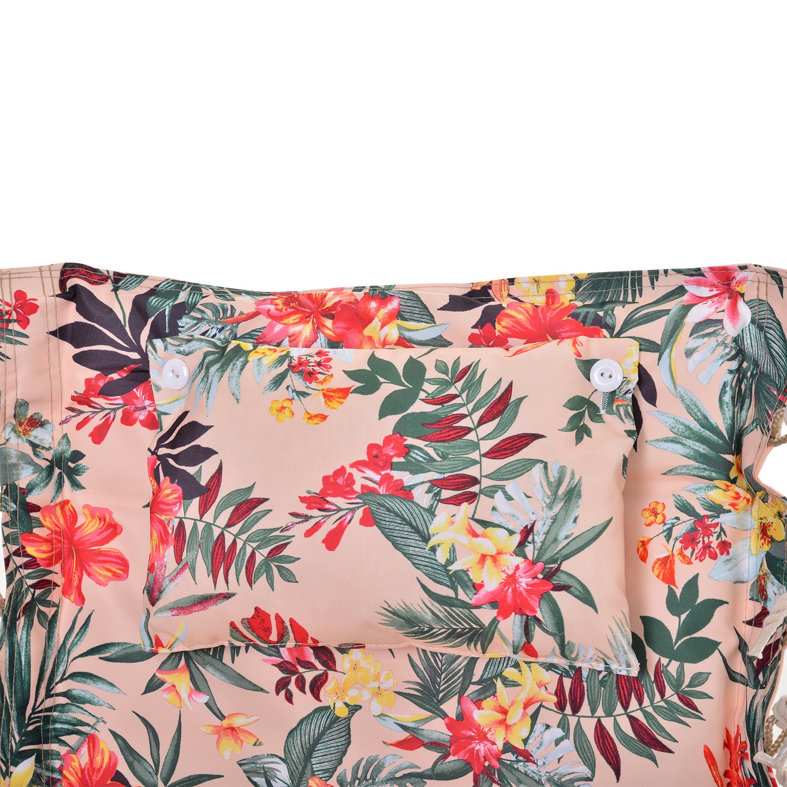 Outsunny Garden Outdoor Hanging Hammock Chair Thick Rope Frame Wooden Arms Safe Wide Seat Garden Outdoor Spot Stylish Multicoloured floral 