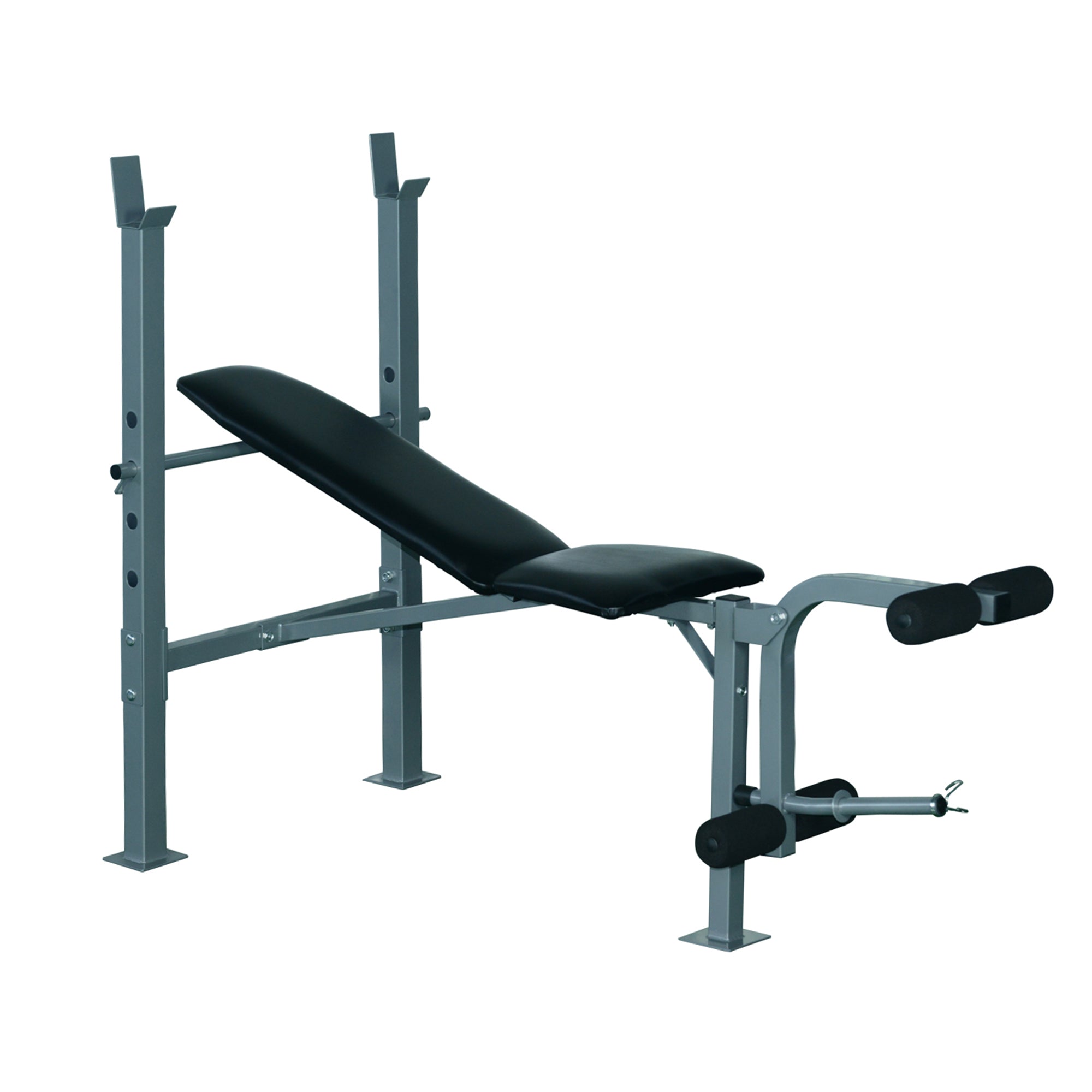 HOMCOM 4-Levels Adjustable Weight Bench Fitness Equipment with Barbell Rack-Black 