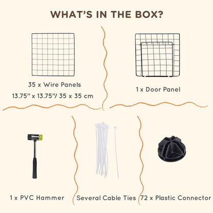 PawHut DIY Pet Playpen Metal Wire Fence Indoor Outdoor Rabbit Small Animals Cage 36 Panel Enclosure Black 