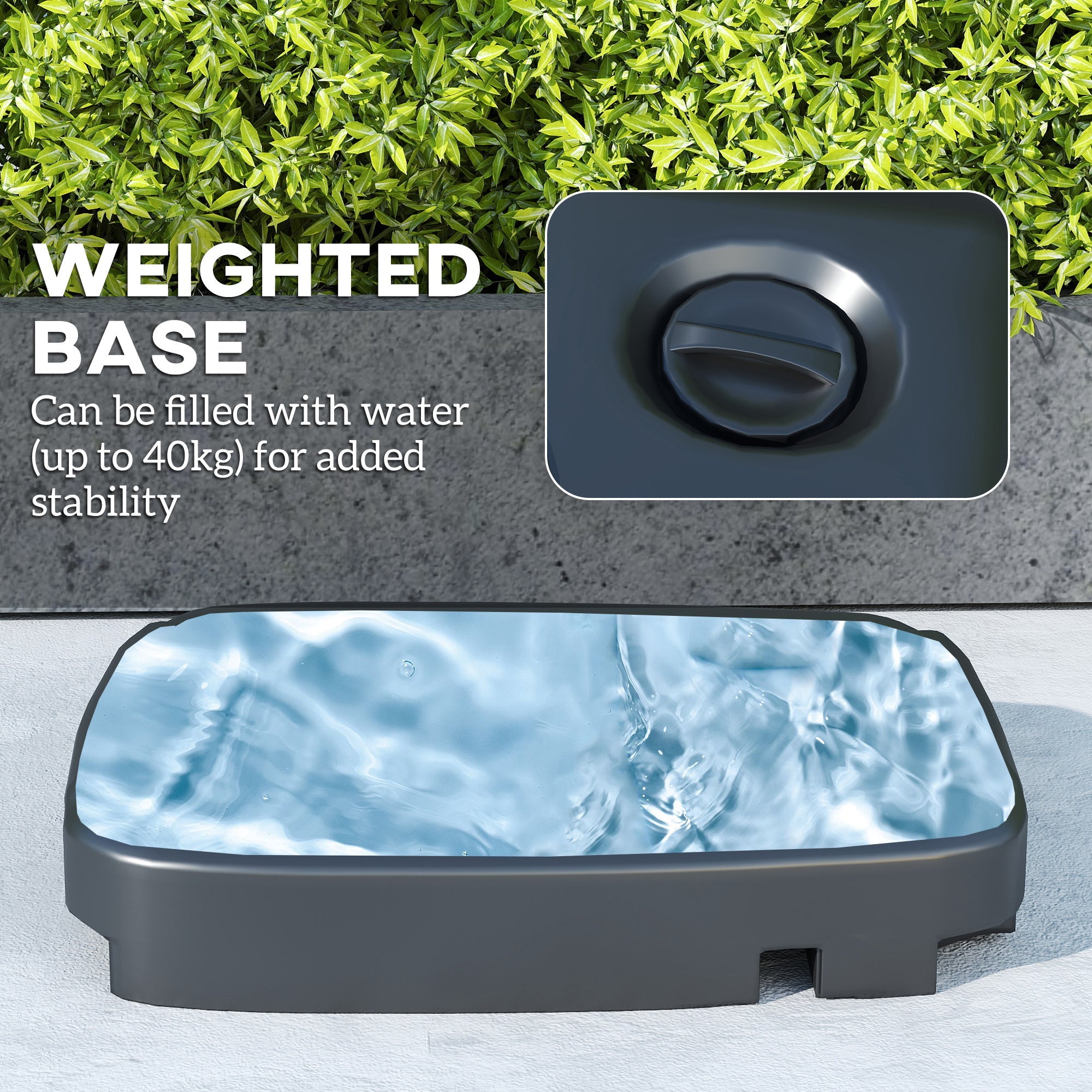 Outsunny Cantilever Parasol with Weighted Base Double Top Garden Parasol Square Hanging Patio Umbrella with Crank Tilt Khaki 